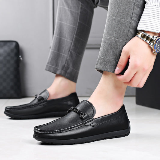 Men's First Layer Cowhide Slip-on Genuine European Loafers