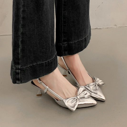Women's Pointed Shallow Mouth Back Empty Closed Toe Women's Shoes