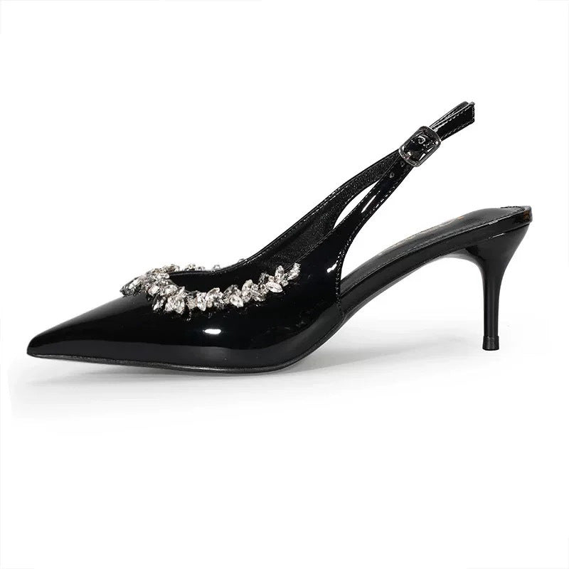 Women's Spring Lining Stiletto Pointed Rhinestone Ornament Heels