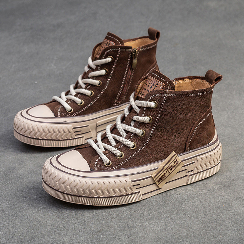 Pumps Front Top Layer Cowhide Light Casual Shoes
