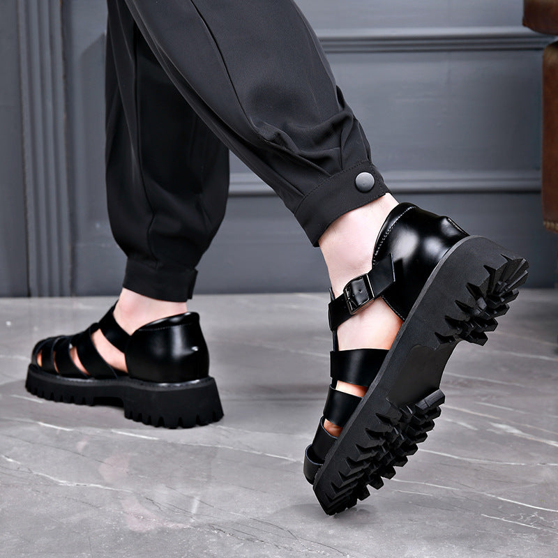Men's Cool Breathable Lightweight Platform Slip-on Buckle Sandals