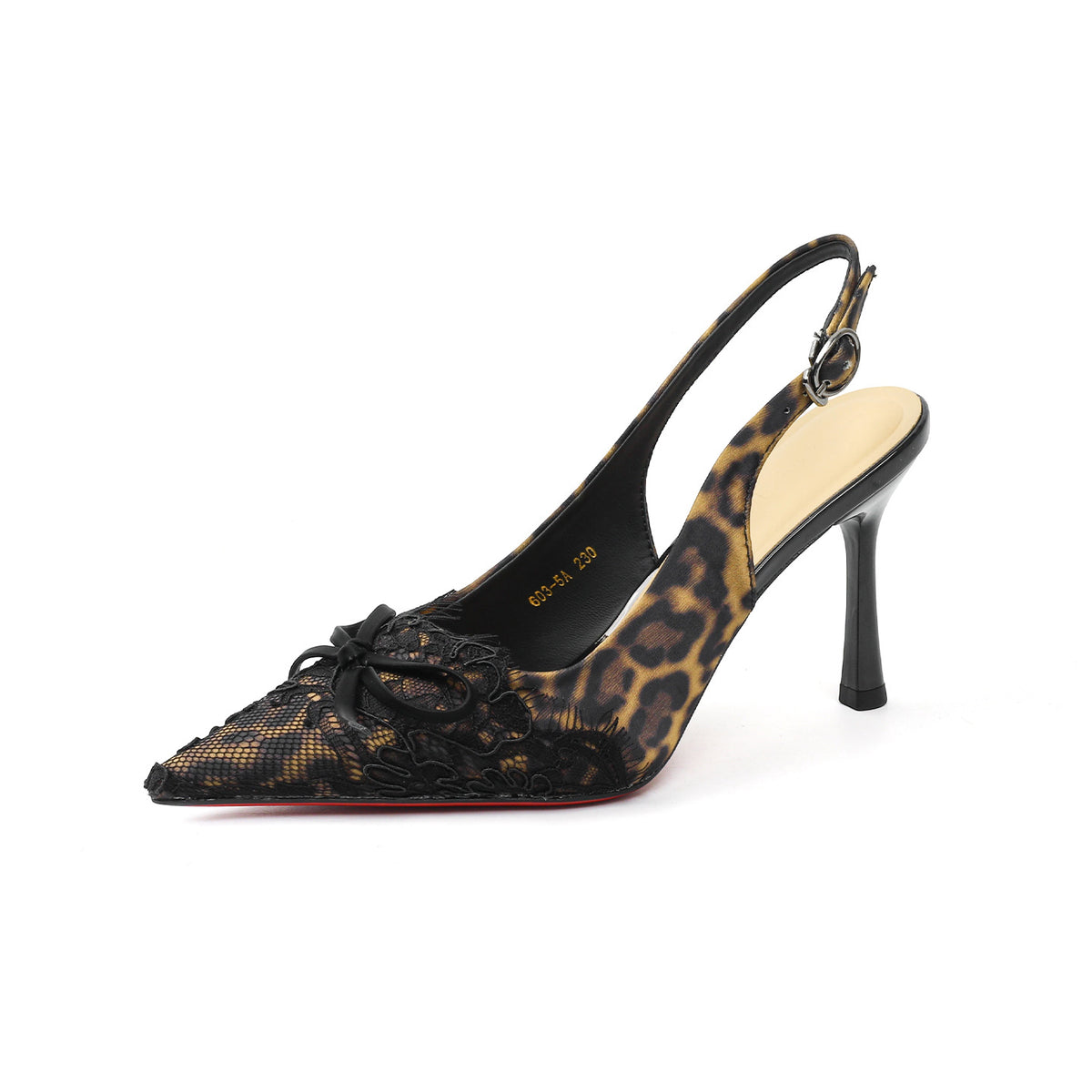 Women's Print Lace High-heeled Pointed Toe Slingback Stiletto Women's Fashion Shoes