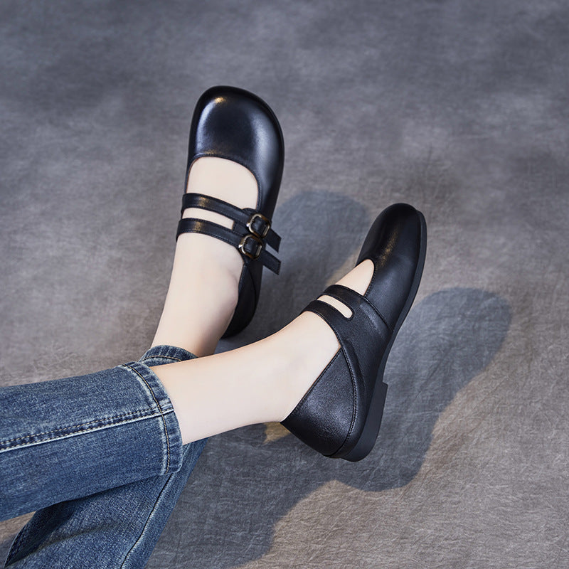 Women's Pumps Spring Round Head Low Flat Heels