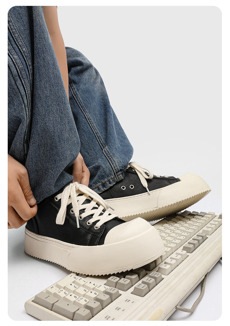 Men's Retro Couple Big Toe Spring Thick Sole Height Increasing Sneakers