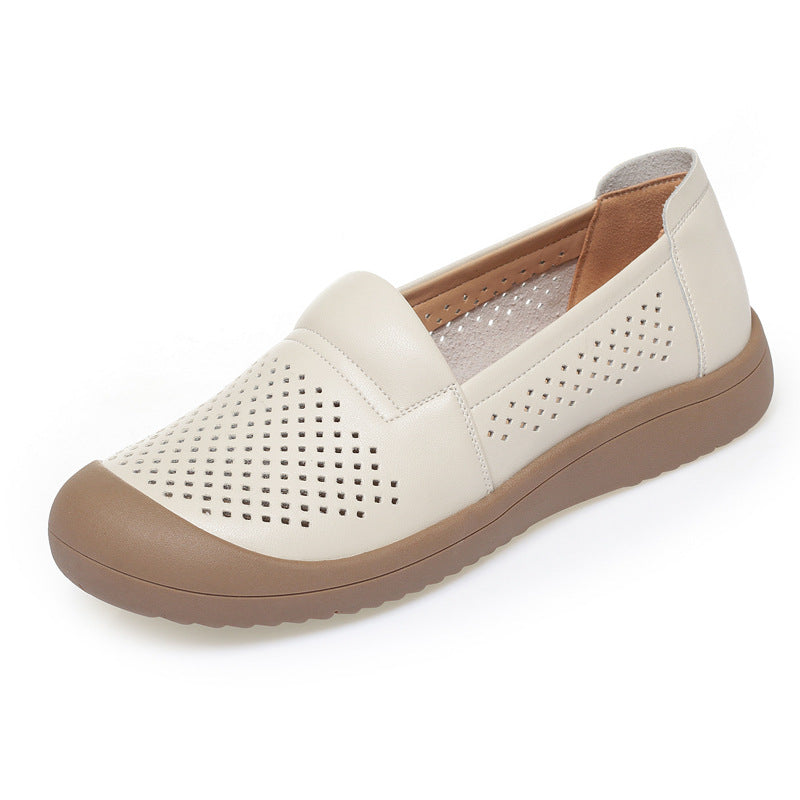 Women's Cowhide Genuine Closed Toe Soft Bottom Mom Women's Casual Shoes