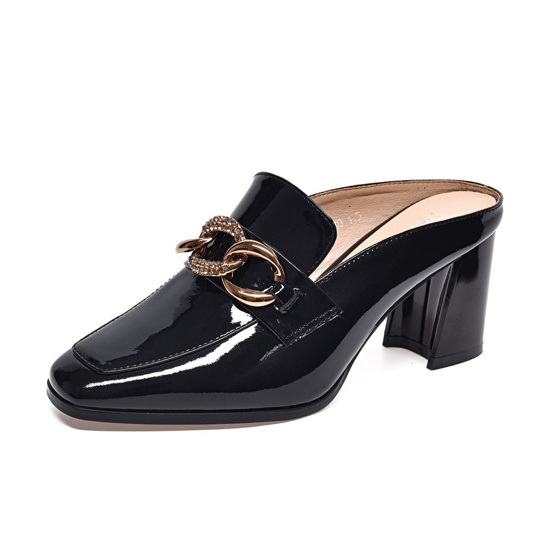 Women's Toe Cap Outer Wear Summer Chunky Heels