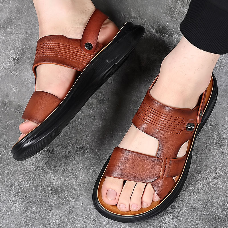 Men's Summer Fashion Trendy Top Layer Cowhide Sandals
