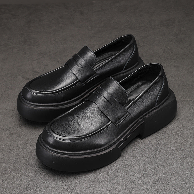 Men's White Slip-on Fashion Raise The Bottom Lazy Korean Loafers