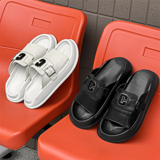 Men's White Outerwear Fashion High-grade Summer Soft Slippers