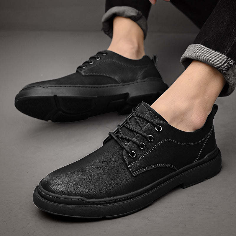 Men's Soft Bottom Green Retro Low Top Leather Shoes