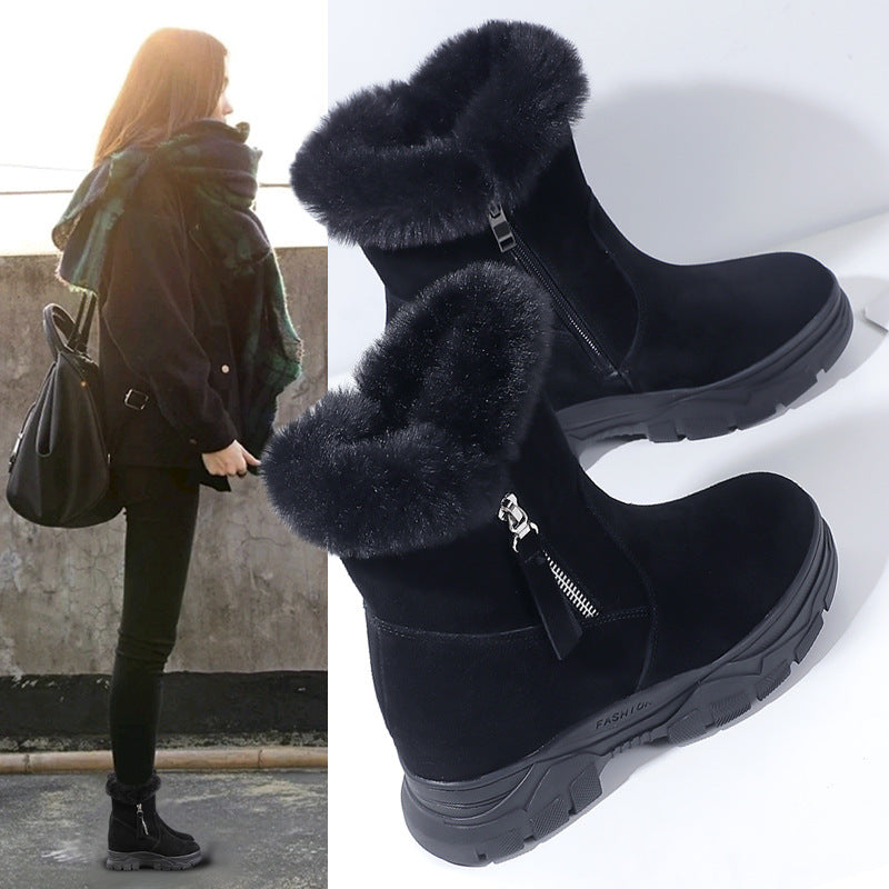Women's Fleece-lined Warm Booties Winter Platform Martin Snow Boots