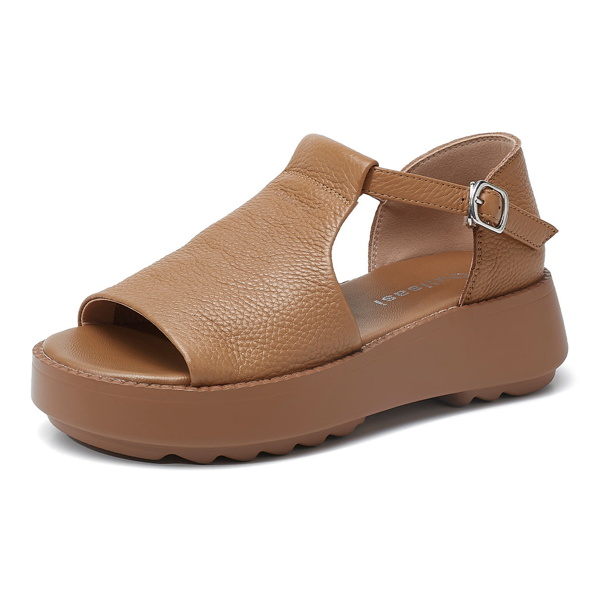 Women's Layer Cowhide Summer Retro Style Thick Sandals