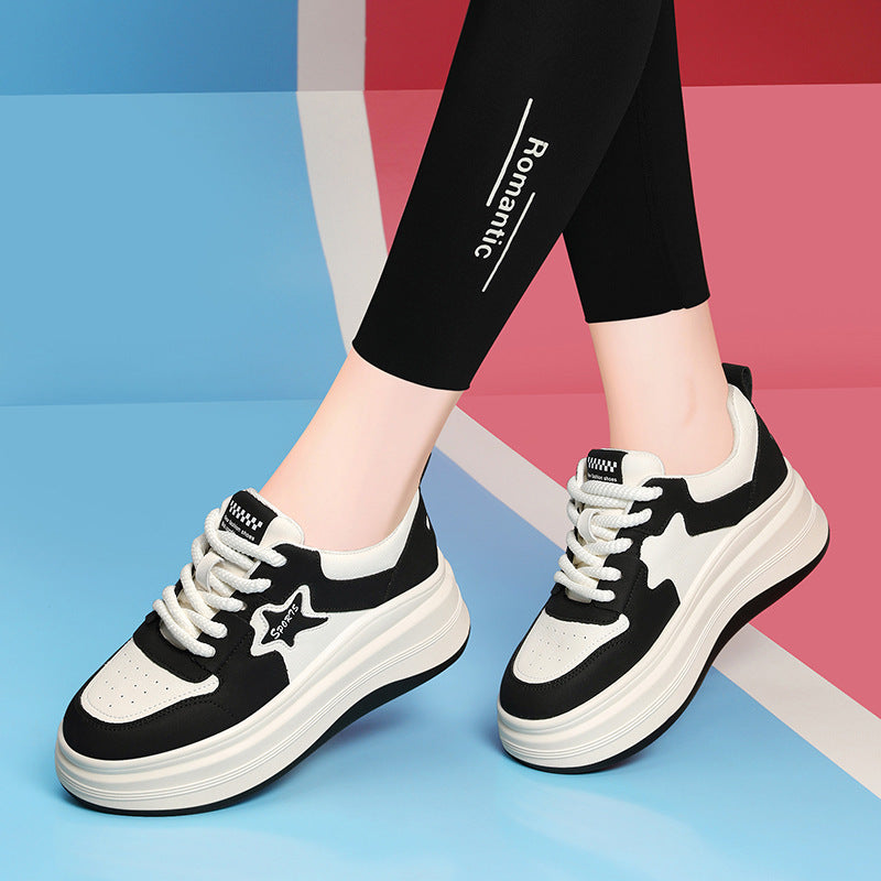 Women's Gold Silk Rabbit Spring Muffin Bottom Sneakers