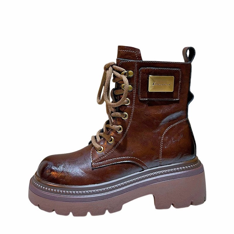 Women's Style Fashion Thick Sole Increased Genuine Boots