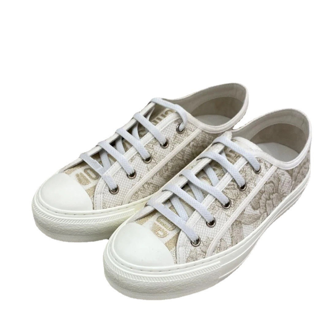 Women's Home Platform Embroidered Letters Presbyopic Pumps Canvas Shoes