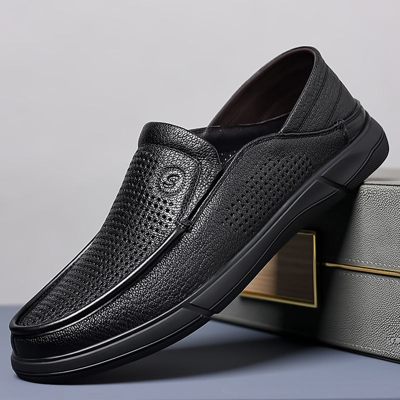 Men's Slip-on Sheepskin Hollow Summer Breathable Soft Leather Shoes