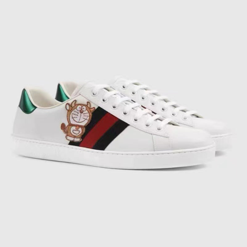 Women's & Men's Embroidered Genuine Bee White Sports Love Casual Shoes