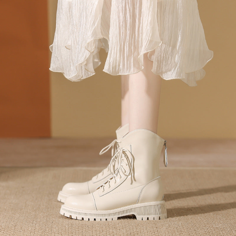 Women's Martin Thick-soled Ankle Female Beige Elegant British Boots