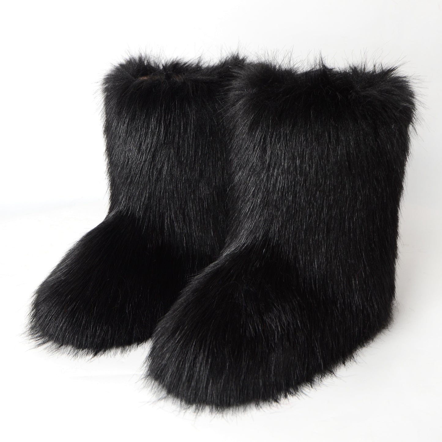 Black Bear Fur Thick Warm Long Snow Boots