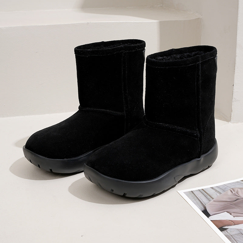 Women's Fleece-lined Brushed Veet Korean Style Fashion Snow Boots