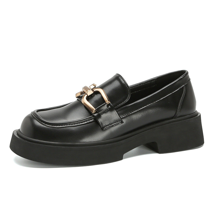 First Layer Cowhide Platform Authentic Female Winter Veet Loafers