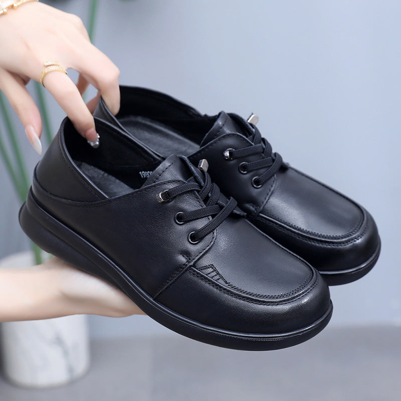 Women's Spring British Style Round Toe Flats Soft Women's Shoes