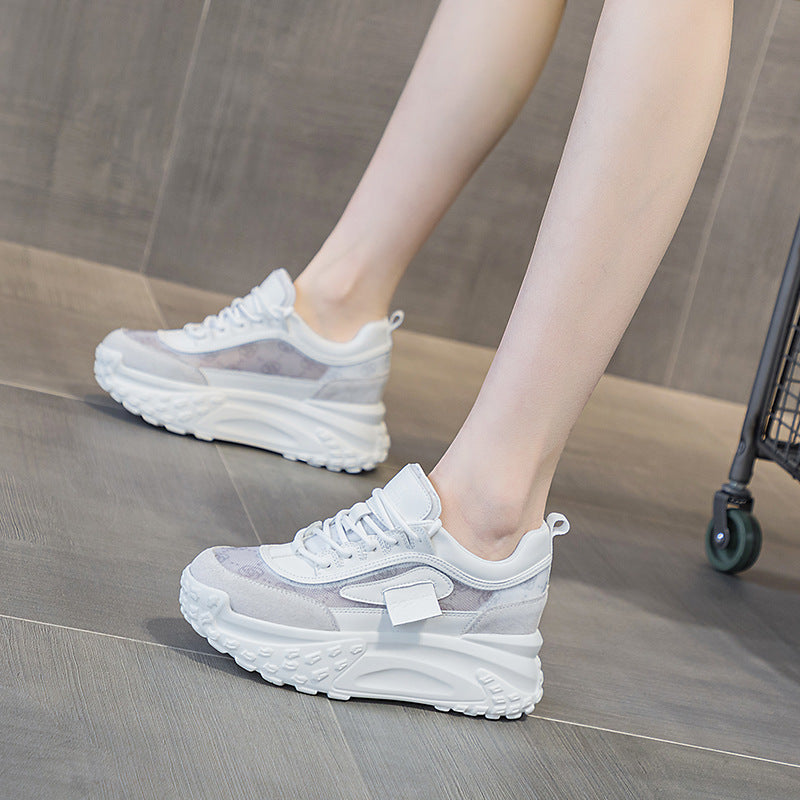 Women's Spring French Round Head Thick Bottom Height Women's Casual Shoes
