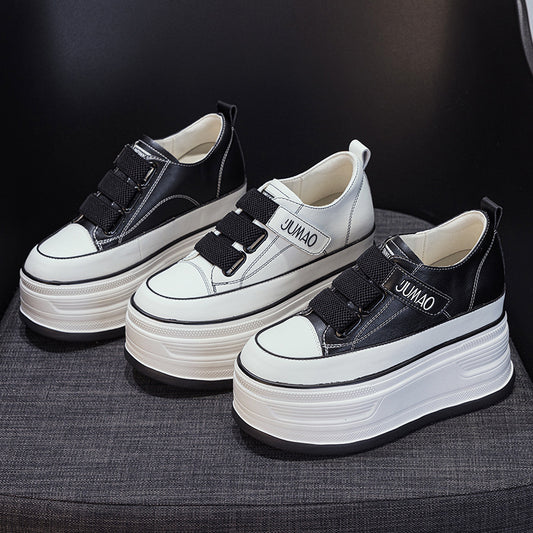 Women's Spring Velcro White Height Increasing Cm Comfortable Casual Shoes