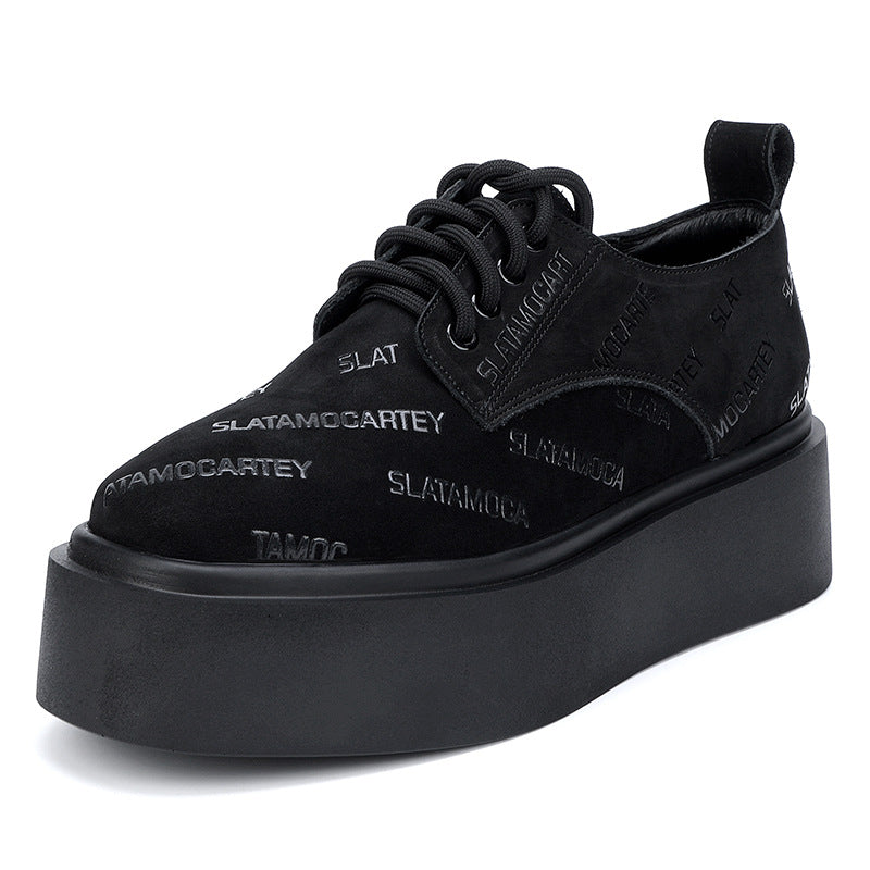 Women's British Small Height Increasing Platform Authentic Square Women's Fashion Shoes