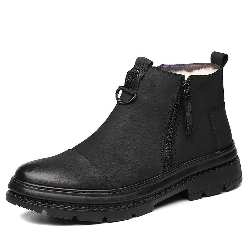 Men's Winter Genuine Cotton Fleece-lined Thick Wool Men's Shoes