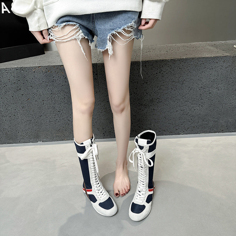 Height Increasing Insole Fashion Strap Flat Casual Shoes
