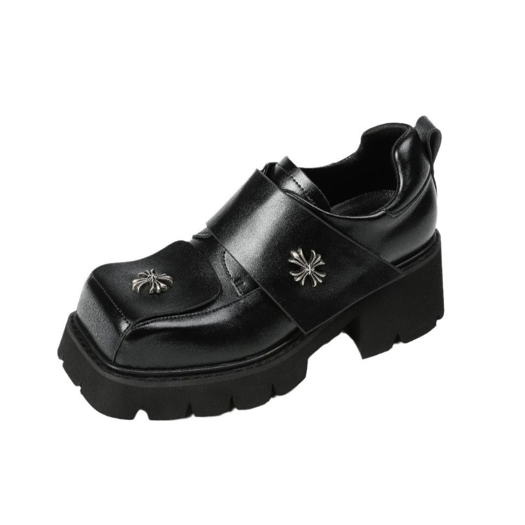 Toe Cross Spring Velcro British Style Thick Bottom Loafers