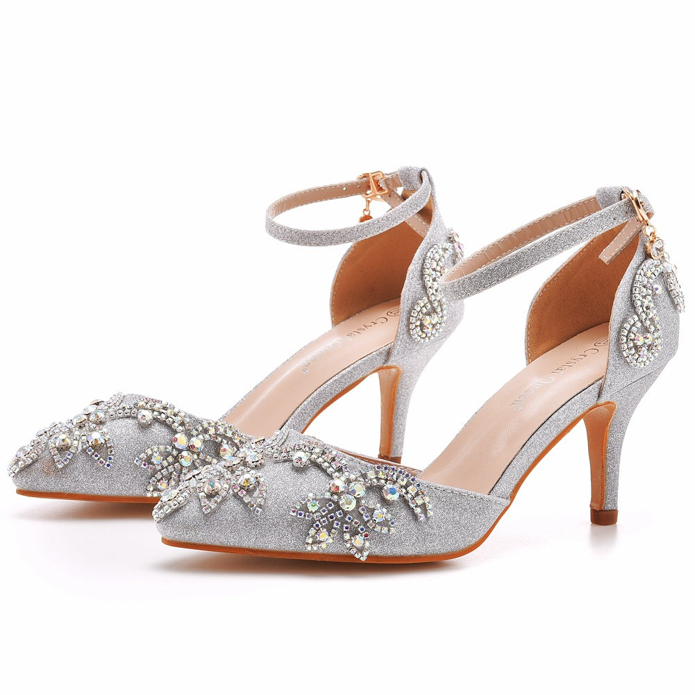 Plus Size Stiletto Pointed Toe Rhinestone High Heels