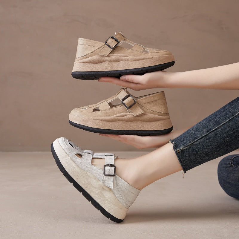 Women's Box Hollow Hole Comfortable Thick Platform Sandals
