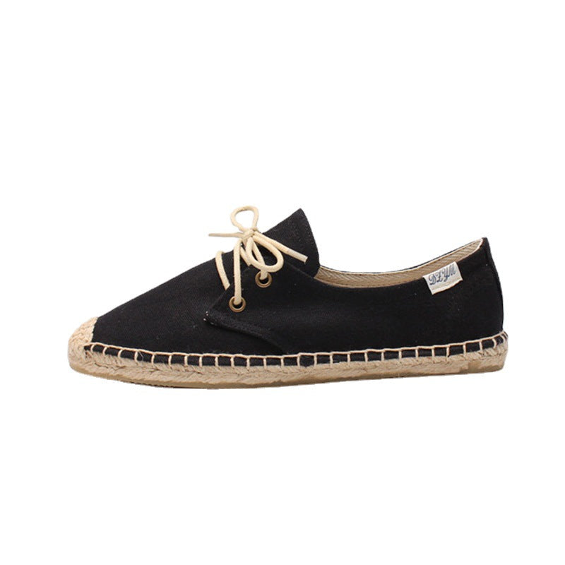 Women's Bottom Elastic Pumps Solid Color Cotton Canvas Shoes