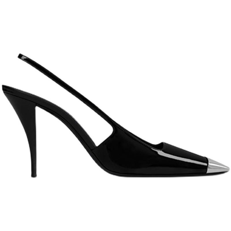Women's Summer Metal Square Toe Shallow Mouth Strap Heels