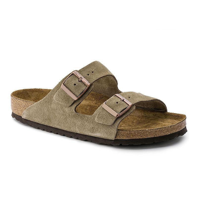 Women's & Men's Full Cowhide Genuine Cork Double-breasted Outerwear Sandals