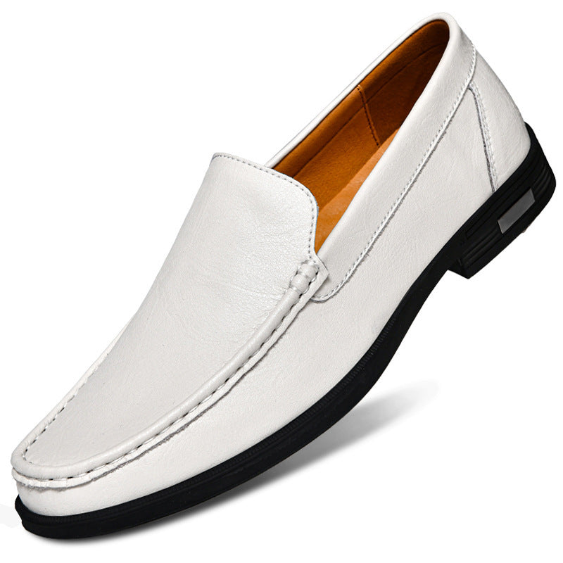 Men's Plus Size Cowhide British White Business Men's Casual Leather Shoes