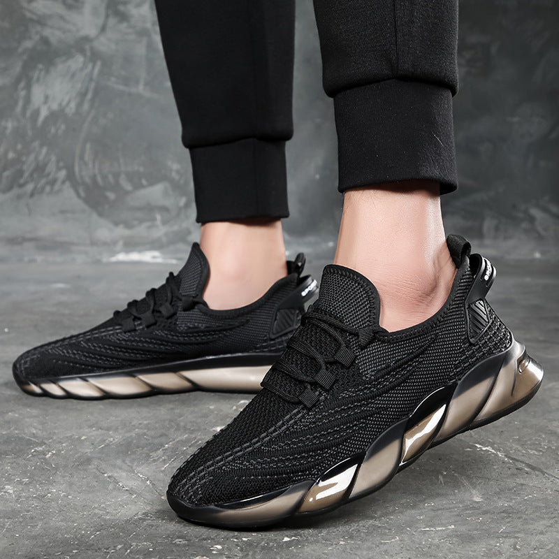 Men's Sports Fly Woven Mesh Breathable Running Popcorn Sneakers
