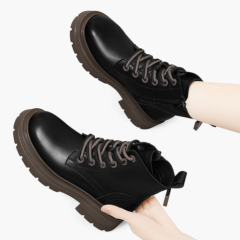 Women's Autumn Thick-soled White Martin British Chunky Boots
