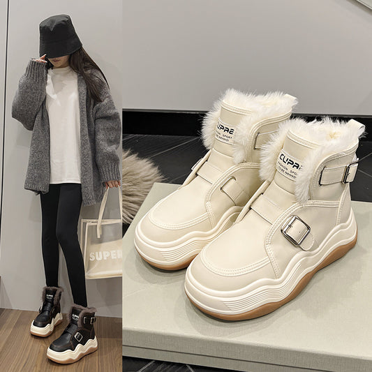 Women's Winter Large Size Genuine Fleece-lined Martin Snow Boots