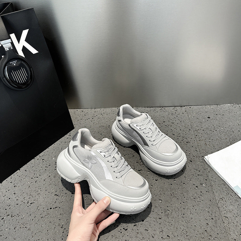 Women's Dad Spring Cruciate Flower Thick Sole Height Women's Sports Shoes