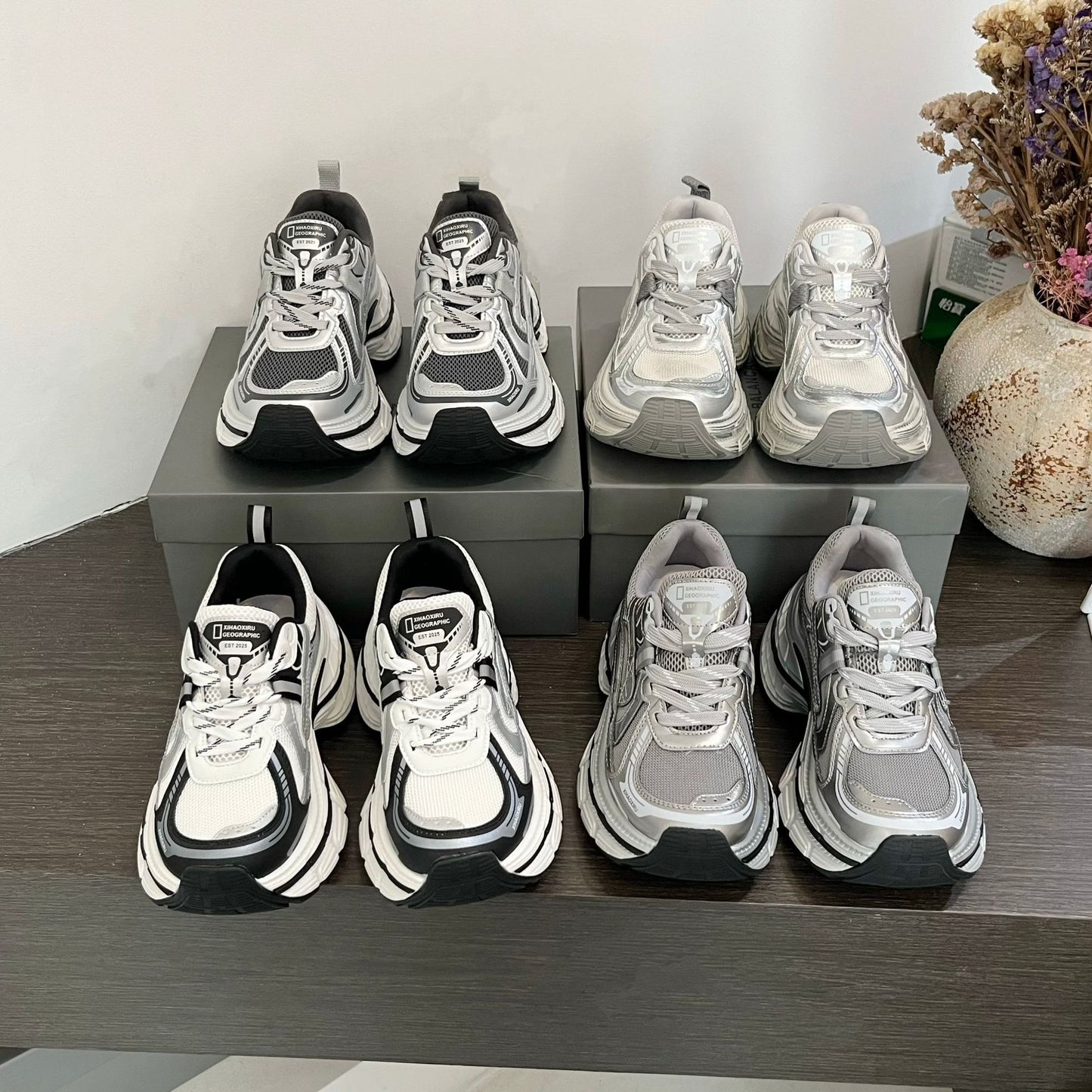 Women's Heightened Daddy Mesh Breathable Outdoor Leisure Sneakers