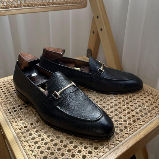 Black British First Layer Cowhide Comfortable Loafers
