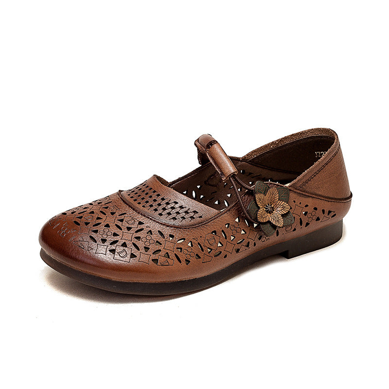 Toe Flat Bottom Mom Beef Tendon Sandals
