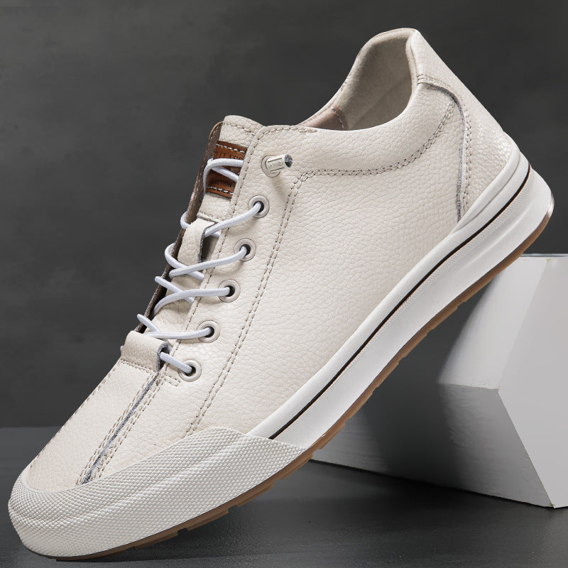 Men's Fashion White Breathable Versatile Hollow Driving Height Men's Board Shoes