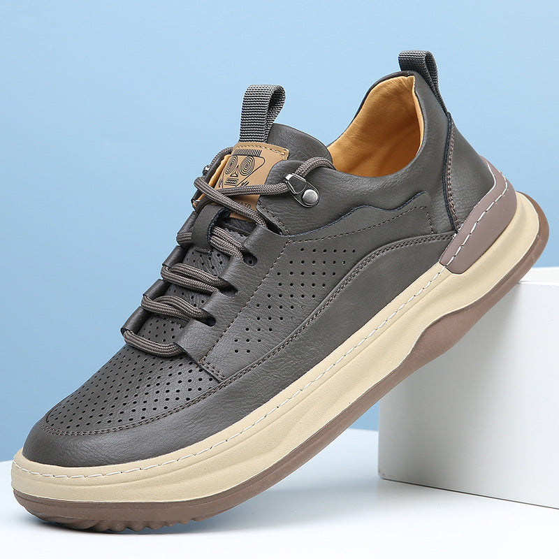 Men's Spring Fashion Breathable White Summer Hollow Sneakers