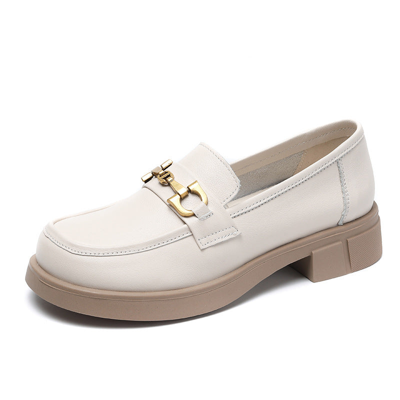 Women's Layer Cowhide Soft Bottom Wild Pumps Casual Shoes