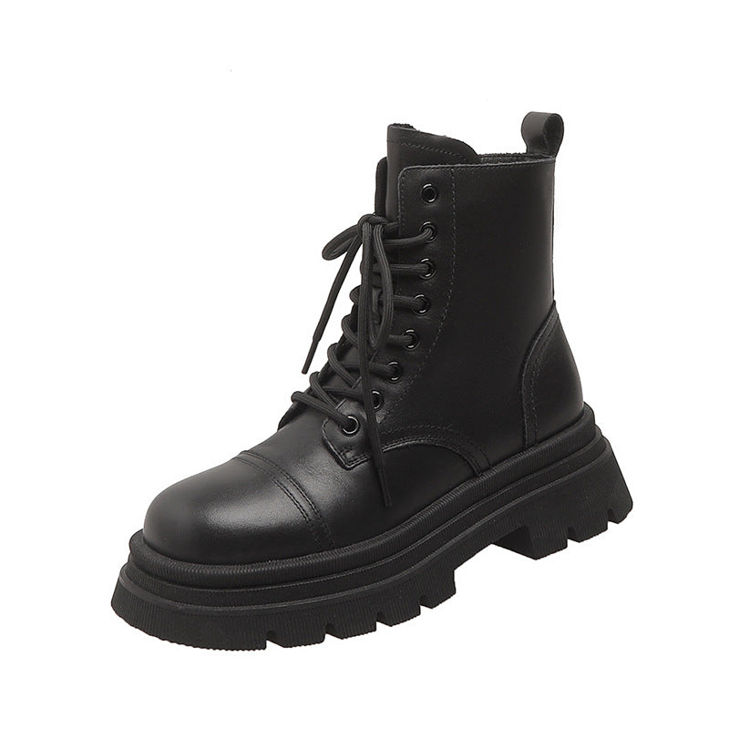 Women's Thick-soled British Style Ankle Height Increasing Boots