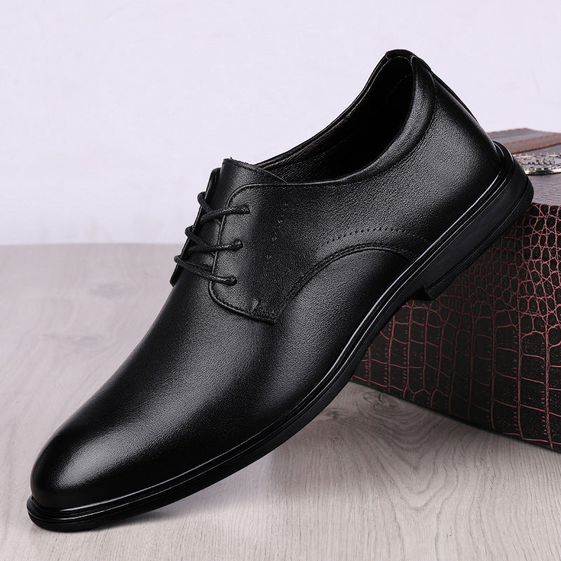 Men's First Layer Cowhide Formal Four Simple Men's Business Leather Shoes